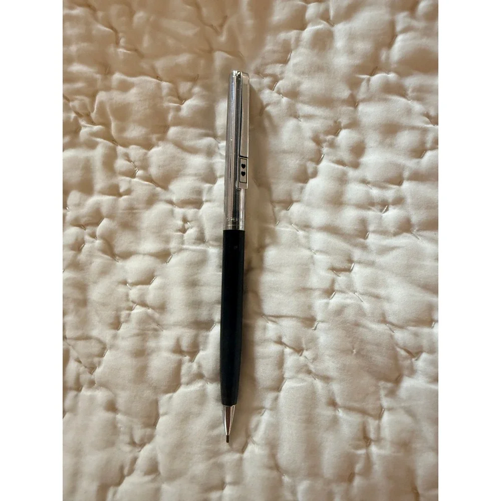 Vintage Paper Mate Mechanical Pencil Chrome and Black Double Heart Logo Slim